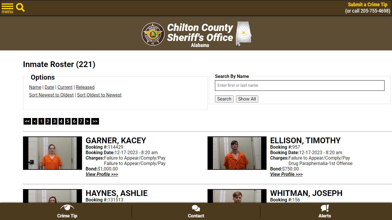 Current Inmates Booking Date Descending - Chilton County Sheriff's Office